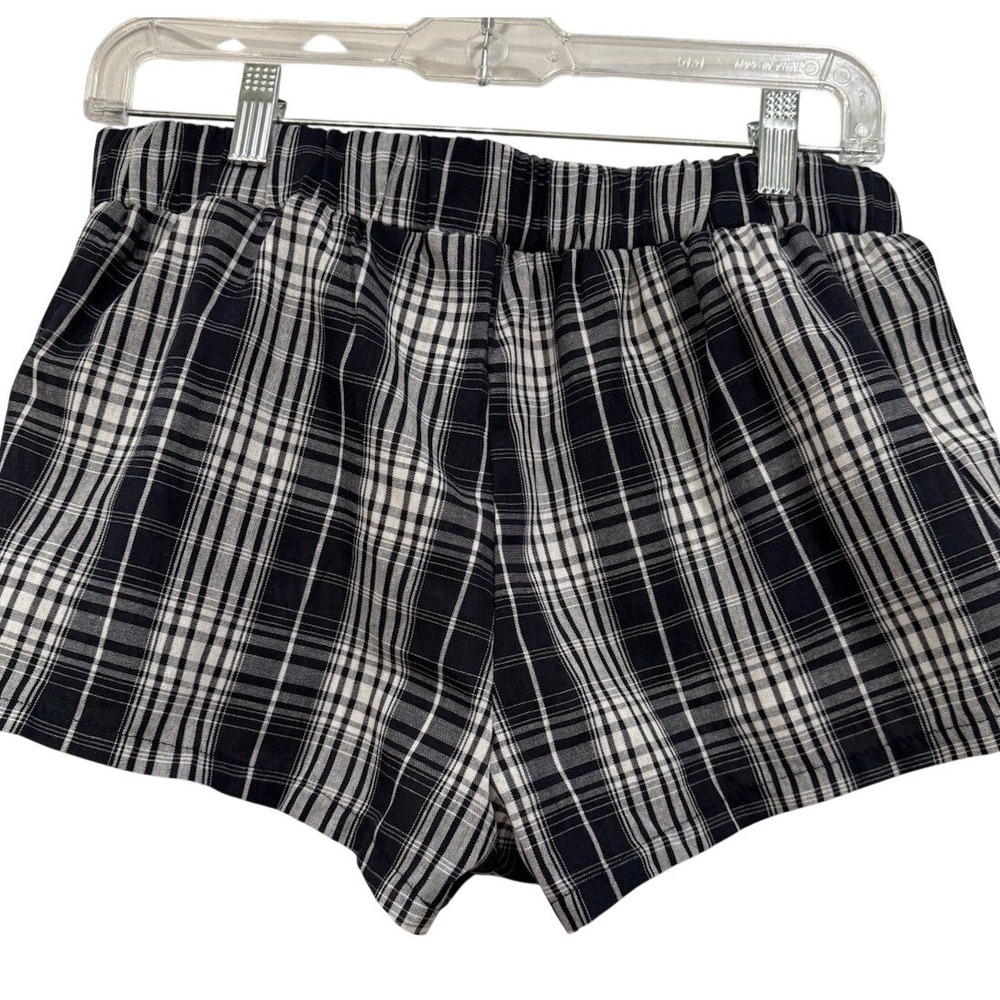 Edikted Navy White Plaid High Waisted Lounge Shorts Size M - Picture 4 of 4